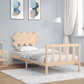 Bed frame with solid wood headboard by vidaXL, Beds and slatted bases - Ref: Foro24-3193431, Price: 89,99 €, Discount: %