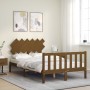 Double bed frame with honey brown wooden headboard by vidaXL, Beds and slatted bases - Ref: Foro24-3193439, Price: 132,34 €, ...