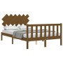 Double bed frame with honey brown wooden headboard by vidaXL, Beds and slatted bases - Ref: Foro24-3193439, Price: 132,34 €, ...