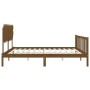 Double bed frame with honey brown wooden headboard by vidaXL, Beds and slatted bases - Ref: Foro24-3193439, Price: 132,34 €, ...