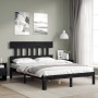 Double bed frame with black solid wood headboard by vidaXL, Beds and slatted bases - Ref: Foro24-3193575, Price: 148,65 €, Di...