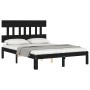 Double bed frame with black solid wood headboard by vidaXL, Beds and slatted bases - Ref: Foro24-3193575, Price: 148,65 €, Di...