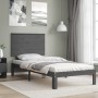 Gray solid wood bed frame with headboard 100x200 cm by vidaXL, Beds and slatted bases - Ref: Foro24-3193653, Price: 117,35 €,...