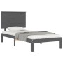 Estructura de cama con cabecero madera maciza gris 100x200 cm de vidaXL, Camas y somieres - Ref: Foro24-3193653, Precio: 117,...