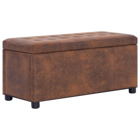 Brown Faux Suede Leather Storage Ottoman 87.5cm by vidaXL, Benches for halls and storage - Ref: Foro24-281375, Price: 99,84 €...