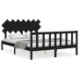 Bed frame with black solid wood headboard 140x200 cm by vidaXL, Beds and slatted bases - Ref: Foro24-3193470, Price: 188,93 €...