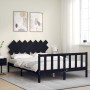 Bed frame with black solid wood headboard 140x200 cm by vidaXL, Beds and slatted bases - Ref: Foro24-3193470, Price: 188,93 €...