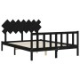 Bed frame with black solid wood headboard 140x200 cm by vidaXL, Beds and slatted bases - Ref: Foro24-3193470, Price: 188,93 €...