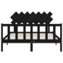 Bed frame with black solid wood headboard 140x200 cm by vidaXL, Beds and slatted bases - Ref: Foro24-3193470, Price: 188,93 €...