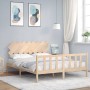 Bed frame with solid wood headboard 160x200 cm by vidaXL, Beds and slatted bases - Ref: Foro24-3193476, Price: 141,16 €, Disc...