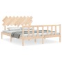 Estructura de cama con cabecero madera maciza 160x200 cm de vidaXL, Camas y somieres - Ref: Foro24-3193476, Precio: 141,16 €,...