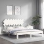 White solid wood bed frame with headboard 160x200 cm by vidaXL, Beds and slatted bases - Ref: Foro24-3193737, Price: 149,57 €...