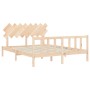 Bed frame with solid wood headboard 160x200 cm by vidaXL, Beds and slatted bases - Ref: Foro24-3193476, Price: 141,99 €, Disc...