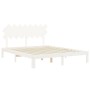 White solid wood bed frame with headboard 160x200 cm by vidaXL, Beds and slatted bases - Ref: Foro24-3193737, Price: 149,57 €...