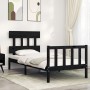 Single bed frame with black solid wood headboard by vidaXL, Beds and slatted bases - Ref: Foro24-3193300, Price: 125,99 €, Di...