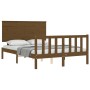 Estructura cama y cabecero madera maciza marrón miel 140x200 cm de vidaXL, Camas y somieres - Ref: Foro24-3193404, Precio: 15...