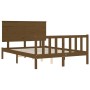 Estructura cama y cabecero madera maciza marrón miel 140x200 cm de vidaXL, Camas y somieres - Ref: Foro24-3193404, Precio: 15...