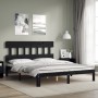 Estructura de cama con cabecero madera maciza negro 160x200 cm de vidaXL, Camas y somieres - Ref: Foro24-3193610, Precio: 164...