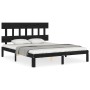 Estructura de cama con cabecero madera maciza negro 160x200 cm de vidaXL, Camas y somieres - Ref: Foro24-3193610, Precio: 164...