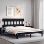 Estructura de cama con cabecero madera maciza negro 160x200 cm de vidaXL, Camas y somieres - Ref: Foro24-3193610, Precio: 164...