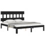 Estructura de cama con cabecero madera maciza negro 160x200 cm de vidaXL, Camas y somieres - Ref: Foro24-3193610, Precio: 164...