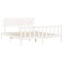 Double bed frame with white solid wood headboard by vidaXL, Beds and slatted bases - Ref: Foro24-3193482, Price: 167,02 €, Di...