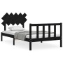 Bed frame with black solid wood headboard 100x200 cm by vidaXL, Beds and slatted bases - Ref: Foro24-3193460, Price: 130,69 €...