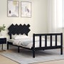 Bed frame with black solid wood headboard 100x200 cm by vidaXL, Beds and slatted bases - Ref: Foro24-3193460, Price: 130,69 €...