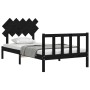 Bed frame with black solid wood headboard 100x200 cm by vidaXL, Beds and slatted bases - Ref: Foro24-3193460, Price: 130,69 €...