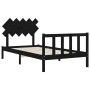 Bed frame with black solid wood headboard 100x200 cm by vidaXL, Beds and slatted bases - Ref: Foro24-3193460, Price: 130,69 €...