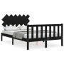 Estructura de cama con cabecero madera maciza negro 120x200 cm de vidaXL, Camas y somieres - Ref: Foro24-3193465, Precio: 168...