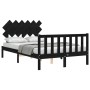 Estructura de cama con cabecero madera maciza negro 120x200 cm de vidaXL, Camas y somieres - Ref: Foro24-3193465, Precio: 168...