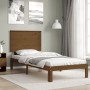 Estructura de cama con cabecero madera maciza marrón miel de vidaXL, Camas y somieres - Ref: Foro24-3193629, Precio: 123,18 €...