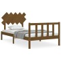 Honey brown solid wood bed frame with headboard by vidaXL, Beds and slatted bases - Ref: Foro24-3193459, Price: 112,70 €, Dis...