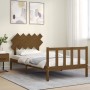 Honey brown solid wood bed frame with headboard by vidaXL, Beds and slatted bases - Ref: Foro24-3193459, Price: 112,70 €, Dis...