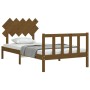 Honey brown solid wood bed frame with headboard by vidaXL, Beds and slatted bases - Ref: Foro24-3193459, Price: 112,70 €, Dis...