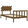 Honey brown solid wood bed frame with headboard by vidaXL, Beds and slatted bases - Ref: Foro24-3193459, Price: 112,70 €, Dis...