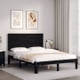 Bed frame with black solid wood headboard 140x200 cm by vidaXL, Beds and slatted bases - Ref: Foro24-3193665, Price: 165,99 €...