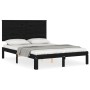 Bed frame with black solid wood headboard 140x200 cm by vidaXL, Beds and slatted bases - Ref: Foro24-3193665, Price: 165,99 €...