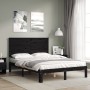 Bed frame with black solid wood headboard 140x200 cm by vidaXL, Beds and slatted bases - Ref: Foro24-3193665, Price: 165,99 €...