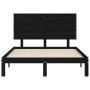 Bed frame with black solid wood headboard 140x200 cm by vidaXL, Beds and slatted bases - Ref: Foro24-3193665, Price: 165,99 €...