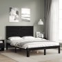 Estructura cama de matrimonio con cabecero madera maciza negra de vidaXL, Camas y somieres - Ref: Foro24-3193635, Precio: 153...