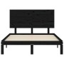 Estructura cama de matrimonio con cabecero madera maciza negra de vidaXL, Camas y somieres - Ref: Foro24-3193635, Precio: 153...