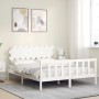 White solid wood bed frame with headboard 160x200 cm by vidaXL, Beds and slatted bases - Ref: Foro24-3193477, Price: 152,96 €...