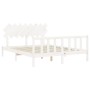 White solid wood bed frame with headboard 160x200 cm by vidaXL, Beds and slatted bases - Ref: Foro24-3193477, Price: 152,96 €...