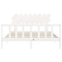 White solid wood bed frame with headboard 160x200 cm by vidaXL, Beds and slatted bases - Ref: Foro24-3193477, Price: 152,96 €...