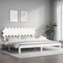 White solid wood bed frame with headboard 200x200 cm by vidaXL, Beds and slatted bases - Ref: Foro24-3193747, Price: 168,32 €...