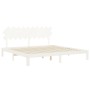 White solid wood bed frame with headboard 200x200 cm by vidaXL, Beds and slatted bases - Ref: Foro24-3193747, Price: 168,32 €...