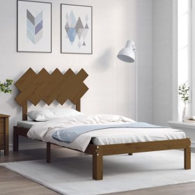 Honey brown solid wood bed frame and headboard 100x200 cm by vidaXL, Beds and slatted bases - Ref: Foro24-3193719, Price: 108...