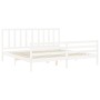 White solid wood bed frame with headboard 200x200 cm by vidaXL, Beds and slatted bases - Ref: Foro24-3193877, Price: 147,41 €...